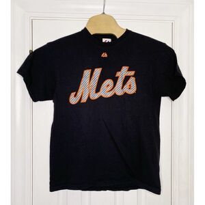 Majestic MLB New York Mets‎ Short Sleeve T-Shirt Black Orange Large Matt Harvey